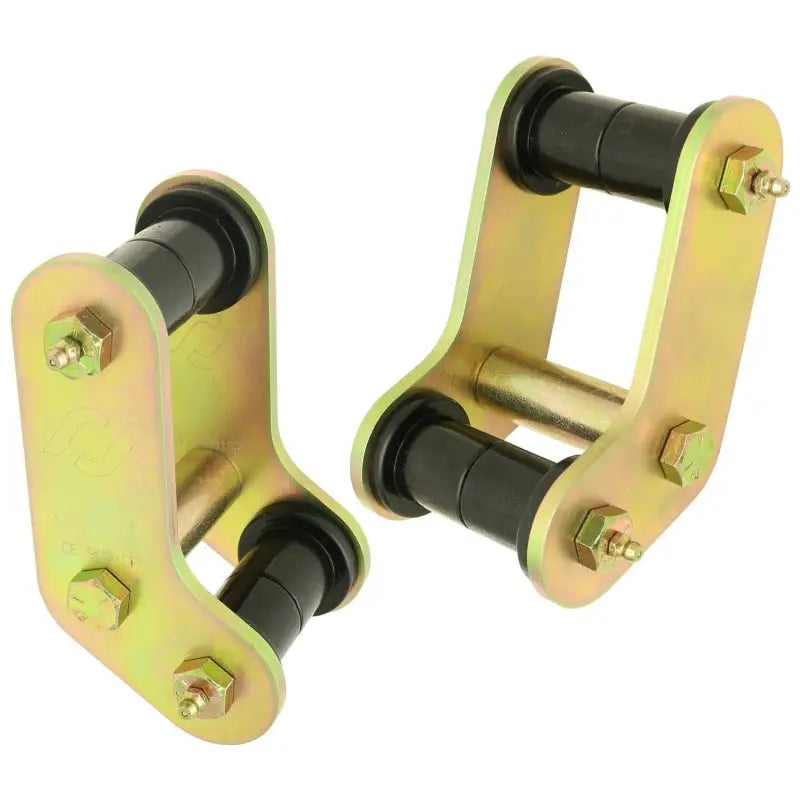 RockJock CE-9081 RockJock YJ Boomerang Leaf Spring Shackles Rear w/ Urethane Bushings HD Greasable Bolts Pair
