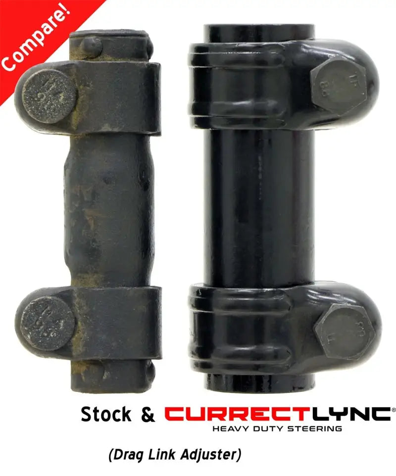 Comparison of Stock vs. ROK Currectlync Steering Kits Drag Link Adjuster