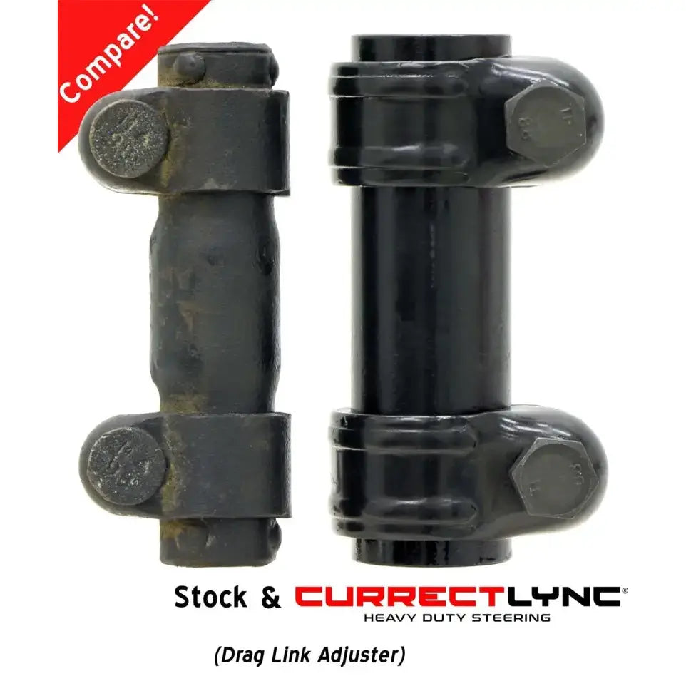 Comparison of Stock vs. ROK Currectlync Steering Kits Drag Link Adjuster