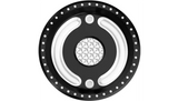 Black and silver contrast cut decorative countershaft pulley by Roland Sands Design