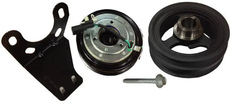 Automotive engine accessory drive components with bracket pulley clutch for ROUSH 2014 Ford F-150 supplemental fead kit