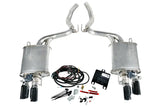 Complete active exhaust upgrade kit for Ford Mustang 2015-2017 with mufflers and wiring