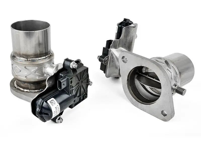 Automotive exhaust cut-out valves with electronic actuators for active exhaust upgrade kit