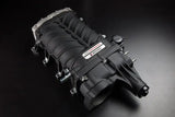 Black Roush supercharger kit with metal accents on Ford Mustang 2022 GT V8