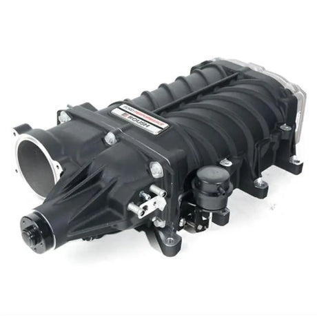 Black supercharger assembly for Roush supercharger kit on Ford Mustang GT 2022