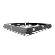 Black and silver Fab Fours Bent Flange roof rack with integrated storage tray
