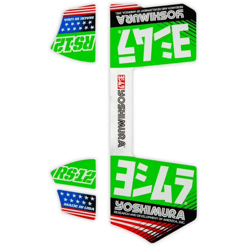 RS12-NB012 Yoshimura Rs12 Muffler Decals Green - RV and Auto Parts