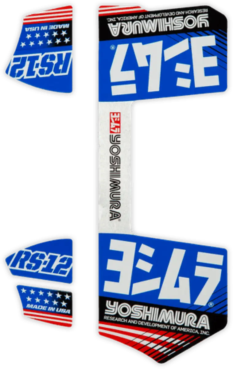 RS12-NB013 Yoshimura Rs12 Muffler Decals Blue - RV and Auto Parts