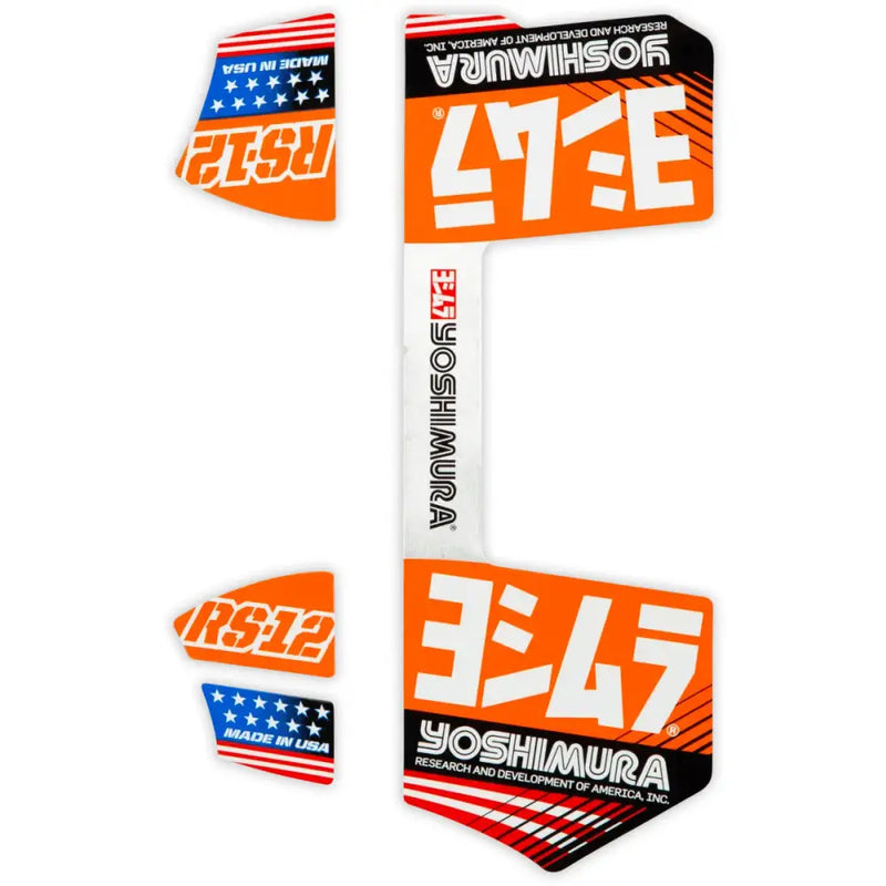 RS12-NB014 Yoshimura Rs12 Muffler Decals Orange - RV and Auto Parts