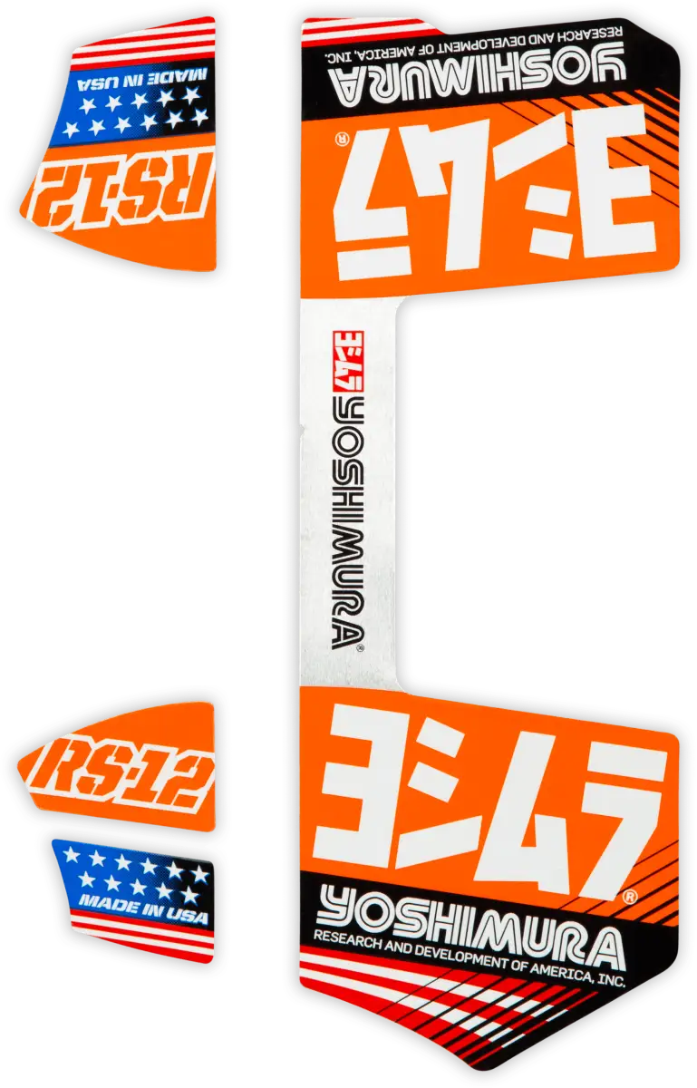 RS12-NB014 Yoshimura Rs12 Muffler Decals Orange - RV and Auto Parts