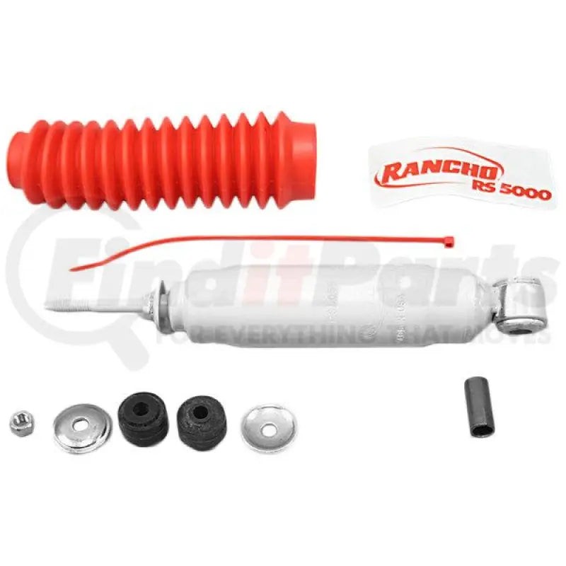 White RS5153 Rancho RS5000 shock absorber with red boot and hardware for RS5153 Rancho