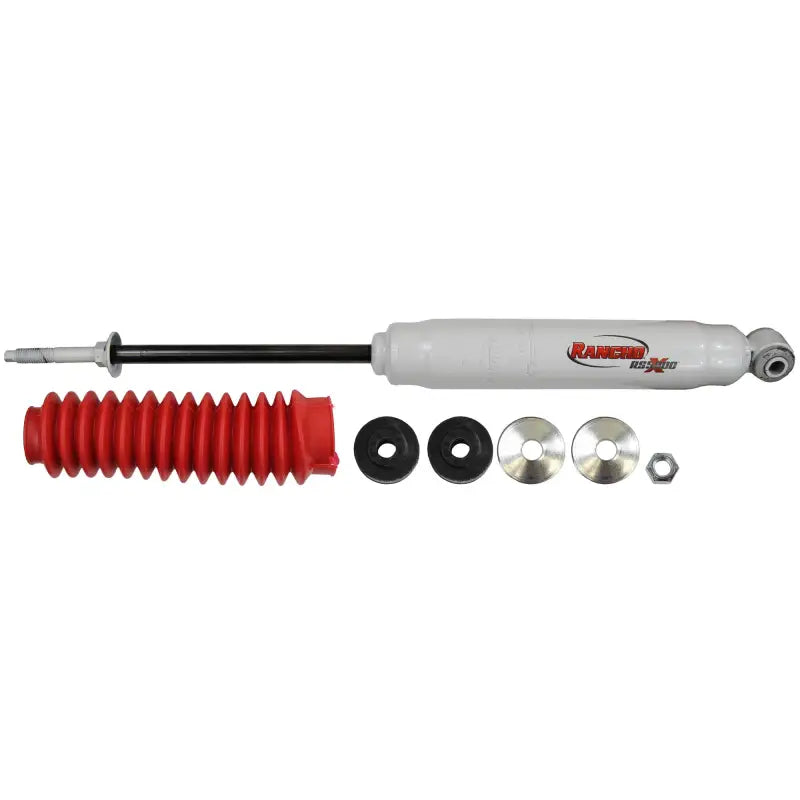 RS55197 Rancho Rs5000X Shock, designed for superior off-road and on-road performance with progressive engagement valving, nitrogen gas charged, twin-tube construction, and protective boot. Ideal for RVs, automotive, powersports, trucks, marine, exterior, and interior applications, AVADA - Best Sellers, Must Haves.