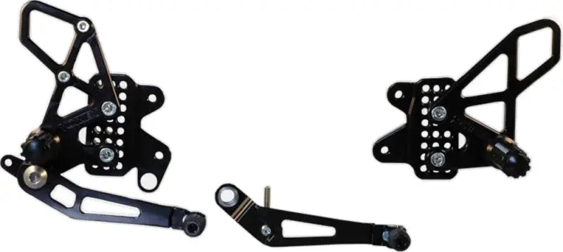 Black motorcycle RS582K rear set for Suzuki bikes, complete RS582K rear set upgrade
