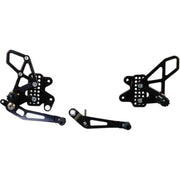 Black motorcycle RS582K rear set for Suzuki bikes, complete RS582K rear set upgrade