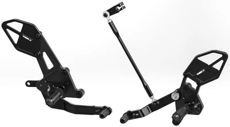 Black motorcycle footrests on RS651K Rear Set Complete Blk Yam for RS651K rear set upgrade