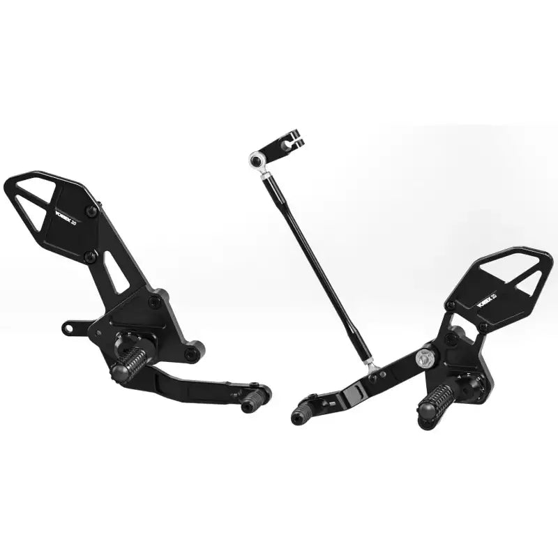 Black motorcycle footrests on RS651K Rear Set Complete Blk Yam for RS651K rear set upgrade