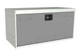 Gray metal van shelving lockable box with black handle for ROLACASE Van Shelving