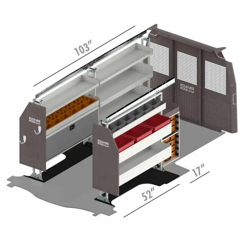 RSLLRGE- PA Rolacase Van Shelving General Bin Package - Storage System Kit
