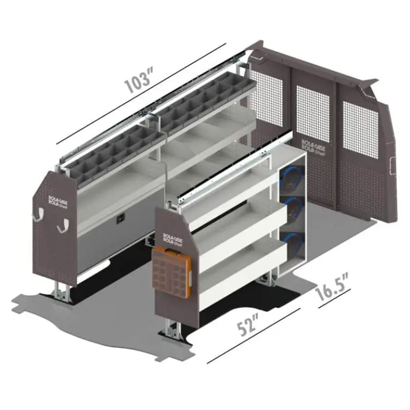 RSLLRHV- PA Rolacase Van Shelving Hvac Bin Package - Storage System Kit
