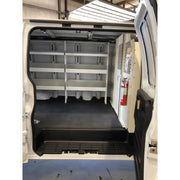 Rolacase RSSHL/85 Storage Shelf 8 Series Small installed in a van, showcasing compact and durable shelving for optimized space organization.