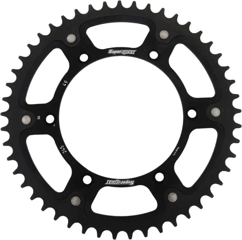 Black rear sprocket for motorcycle or bike, RST-245-49-BLK stealth rear sprocket