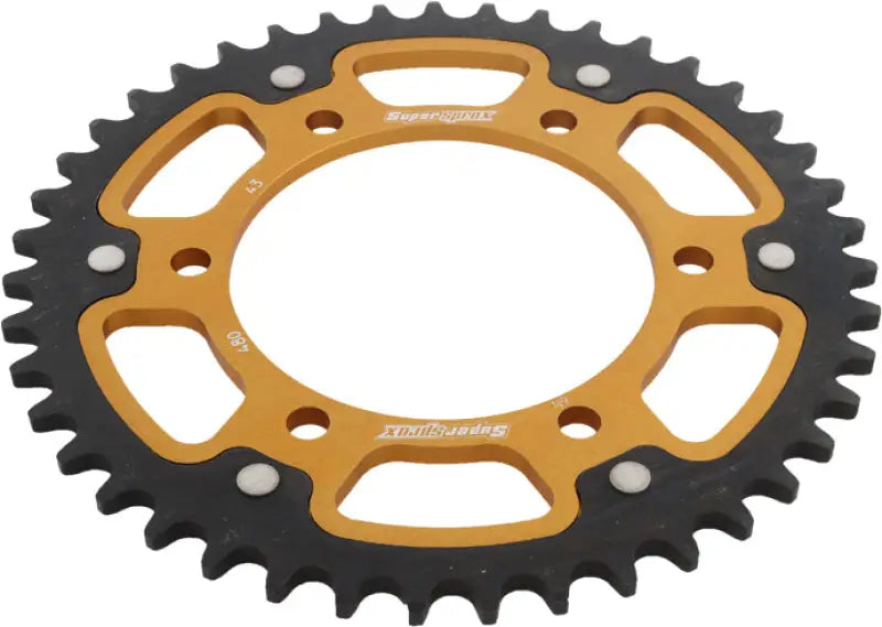Gold and black RST-480-43-GLD rear stealth sprocket with 48 teeth for Suzuki Yamaha