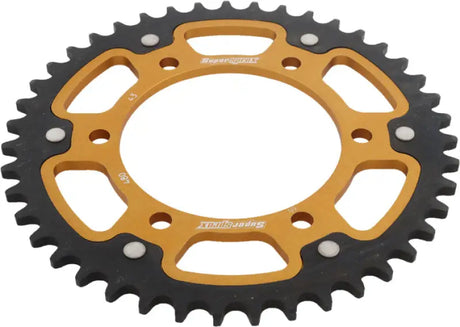 Gold and black RST-480-43-GLD rear stealth sprocket with 48 teeth for Suzuki Yamaha