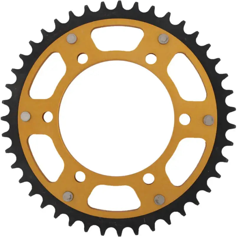 Gold and black motorcycle sprocket RST-480-43-GLD rear stealth sprocket for Suzuki/Yamaha