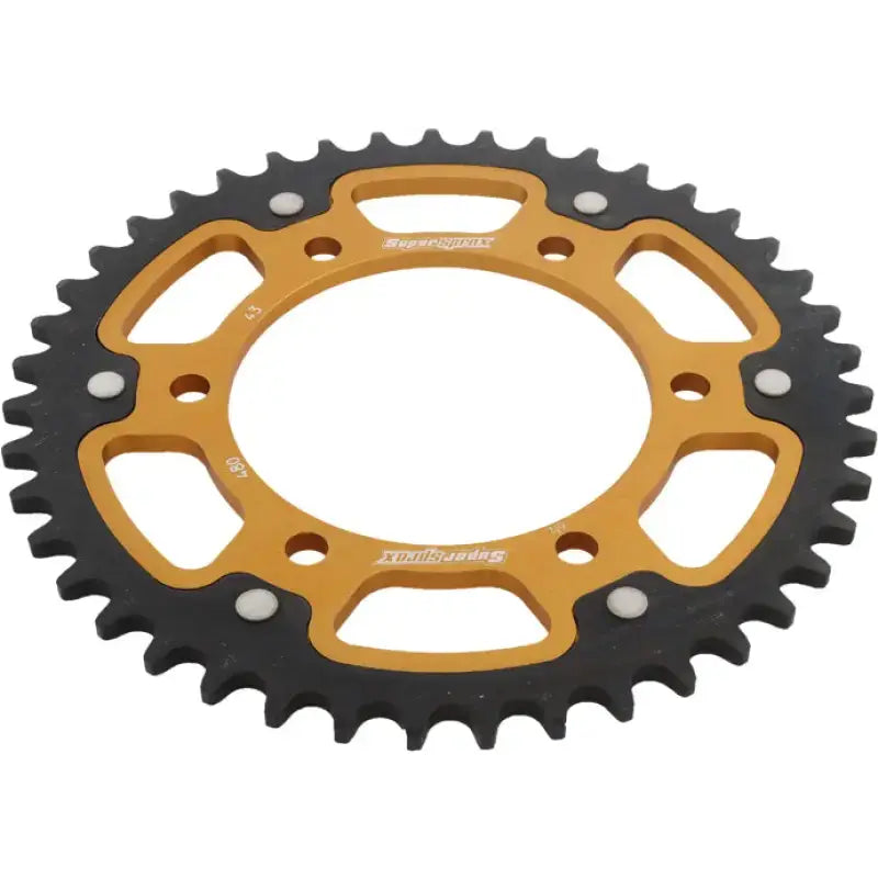 Gold and black RST-480-43-GLD rear stealth sprocket with 48 teeth for Suzuki Yamaha