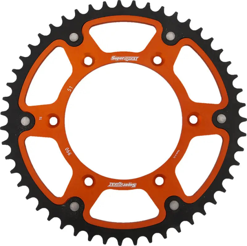 SUPERSPROX RST-990-51-ORG Rear Stealth Sprocket Alu/Stl 51t 520 Org Husq/Ktm