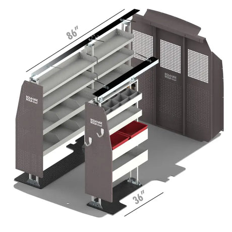 Van shelving unit.