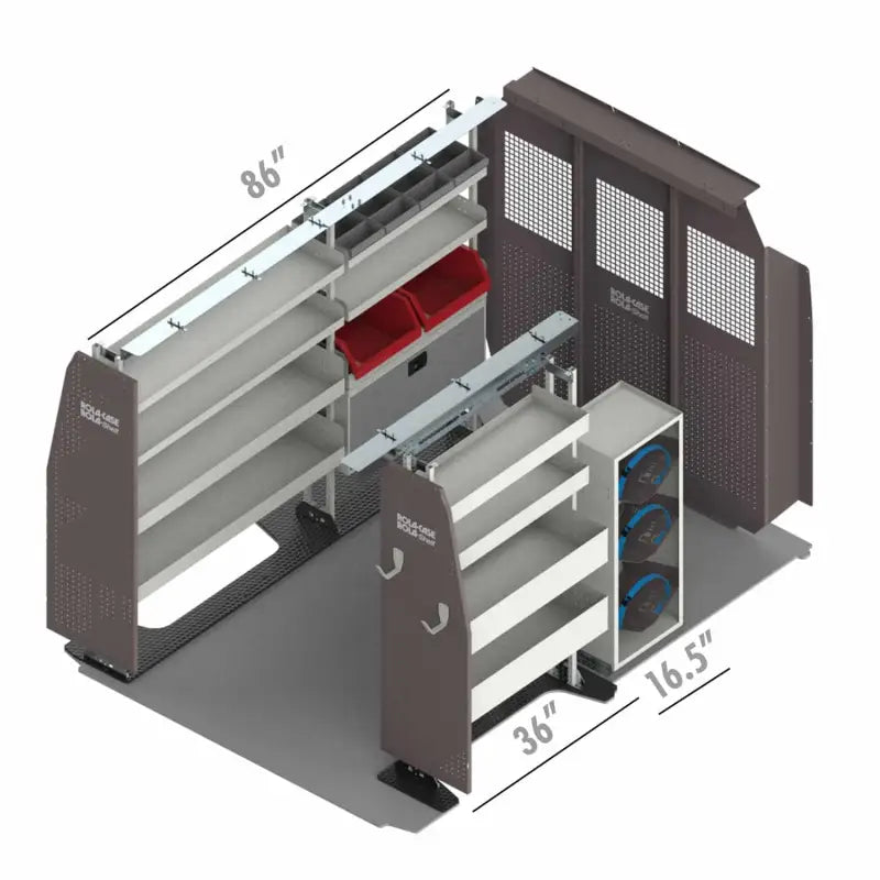 Van shelving and partition.