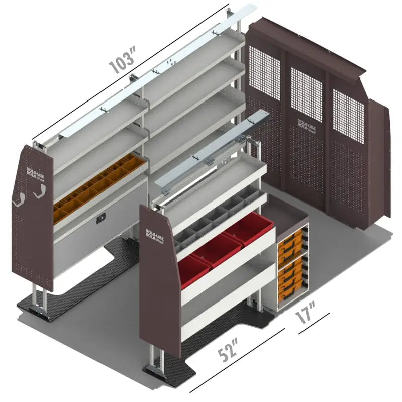Van shelving and partition.