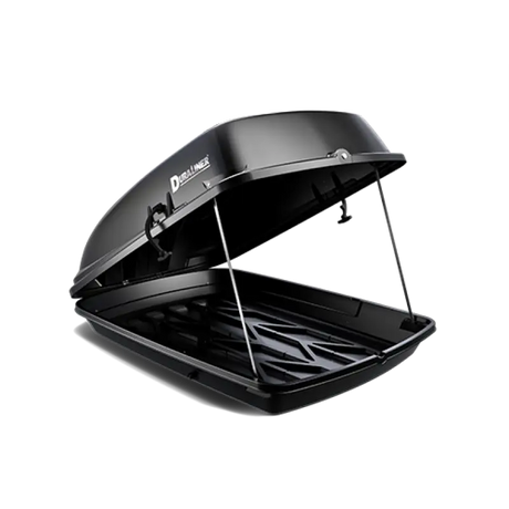 RT20D Penda Rooftop Cargo Box Carrier with open lid showing spacious interior and durable materials.