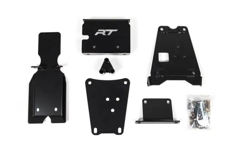 Black metal mounting hardware for RTP5502013 JKS Maverick front gusset kit
