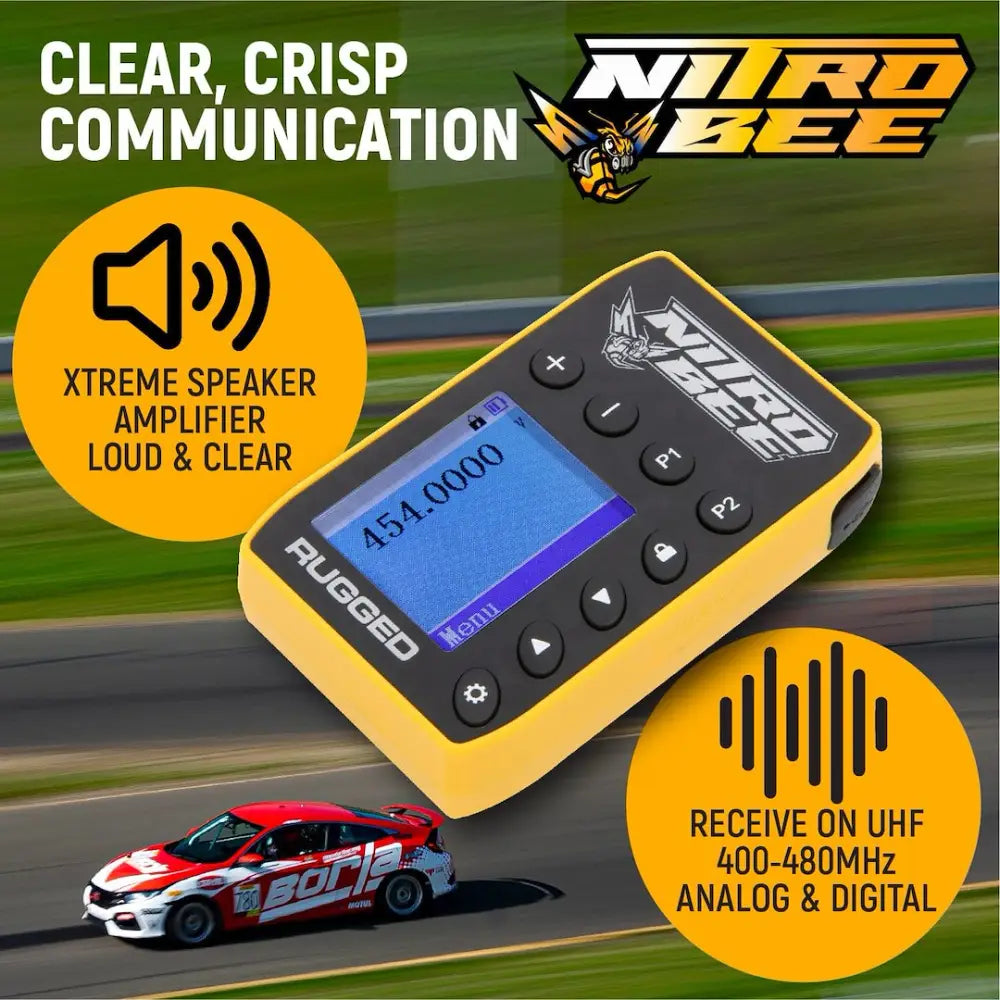 Rugged Radio Race Control Audio Priority UHF Radio Nitro-BEE-X - Nitro Bee Xtreme Receiver