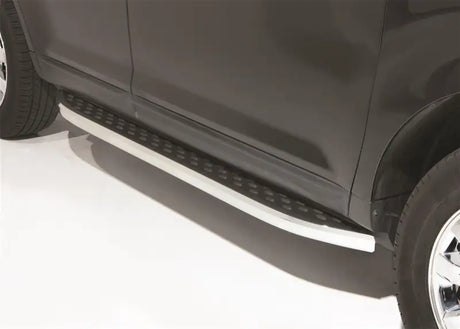 Running Board Powder Coated; Black With Chrome Trim; Aluminum; Unlighted; Requires Mounting Kit Depending