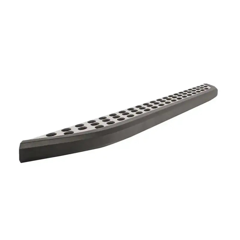 Black and silver powder coated running board with black trim for truck setup
