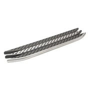 Three perforated running boards with black trim, powder coated finish for trucks