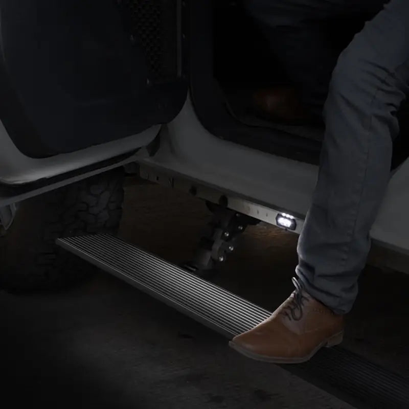 Running Board Textured Black; Aluminum; Lighted; Rocker Panel Mount - Truck & Automotive