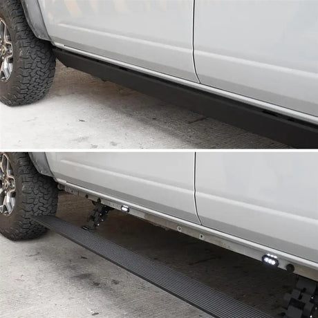 Running Board Textured Black; Aluminum; Lighted; Rocker Panel Mount - Truck & Automotive