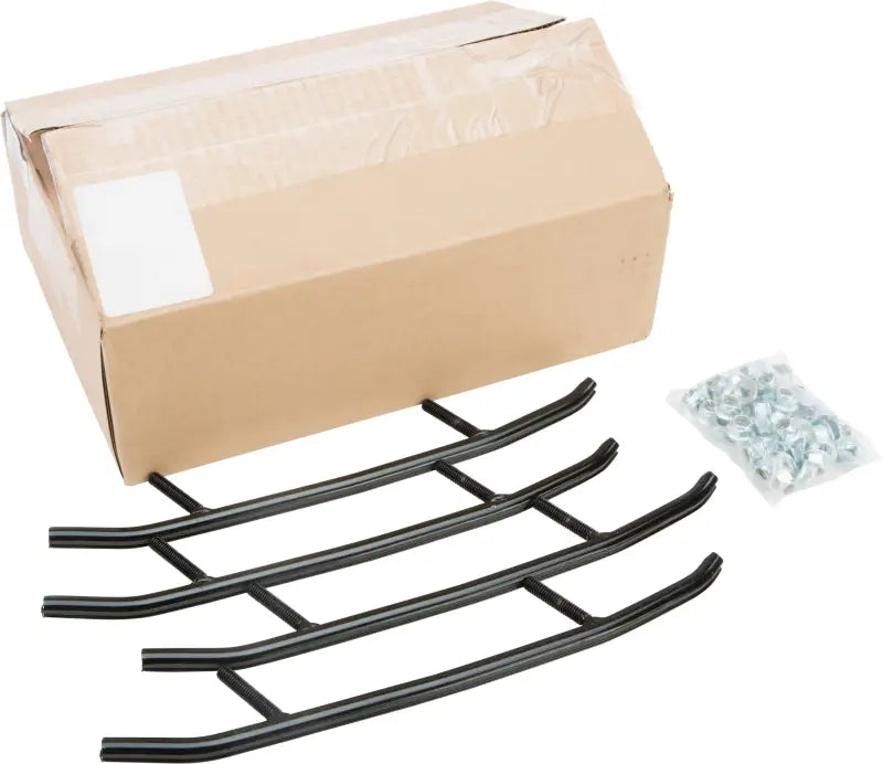 Metal grate for vehicle with mounting hardware and box, part of RUS-9600-20 standard wear bar runners