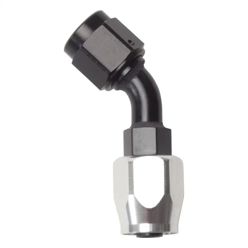 Russell Performance -10 AN Black/Silver 45 Degree Full Flow Hose End - 610113