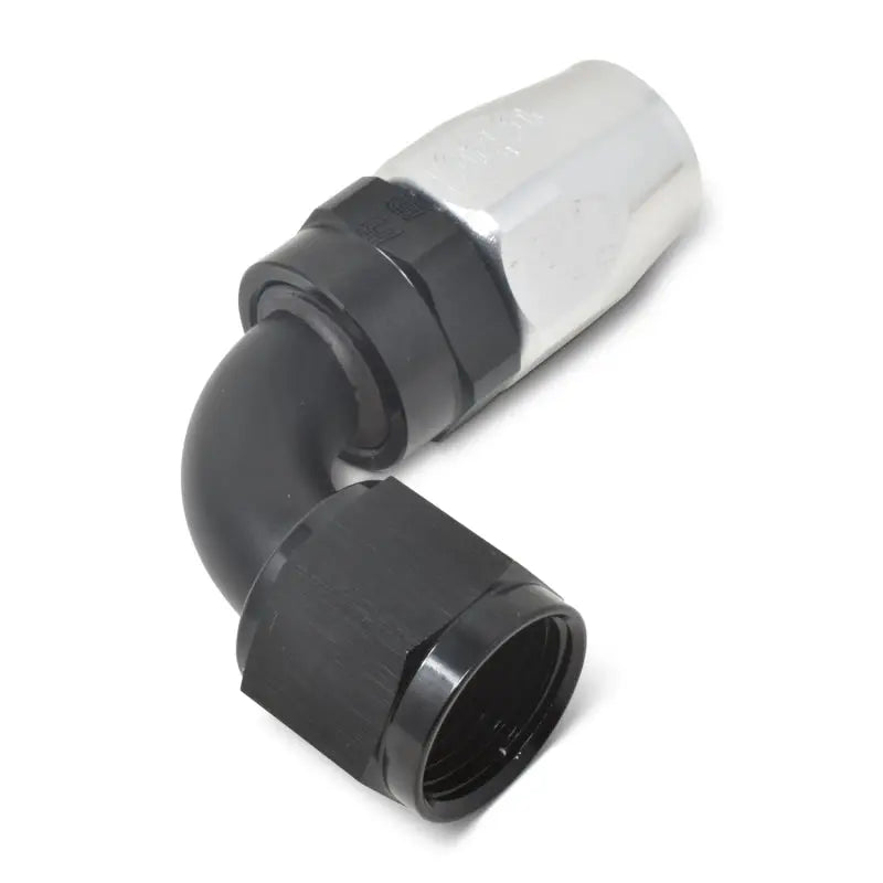Russell Performance -10 AN Black/Silver 90 Degree Full Flow Hose End - 610183