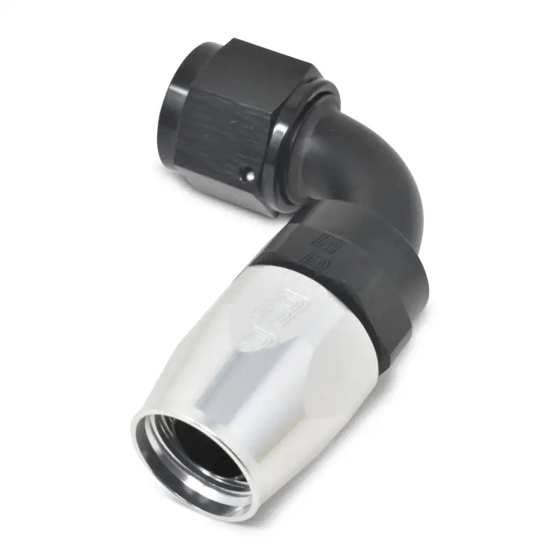 Russell Performance -10 AN Black/Silver 90 Degree Full Flow Hose End - 610183