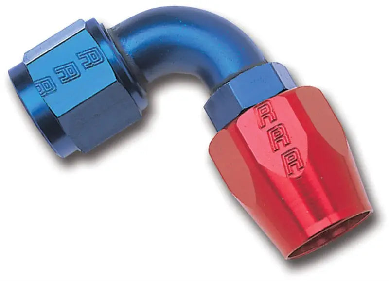 Russell Performance -10 AN Red/Blue 90 Degree Full Flow Hose End - 610180