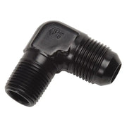 RUSSELL/EDEL 660863 Russell Performance -8 AN to 3/8in NPT 90 Degree Flare to Pipe Adapter (Black)