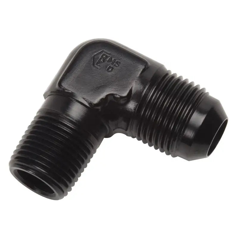 RUSSELL/EDEL 660863 Russell Performance -8 AN to 3/8in NPT 90 Degree Flare to Pipe Adapter (Black)