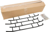 Black metal snowmobile sliders with mounting hardware for standard wear bar runners