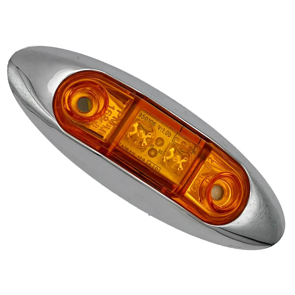 RV Designer Meets DOT Lighting Requirements Trailer Light L931 - Chrome Amber Oblong Bezel Led MA
